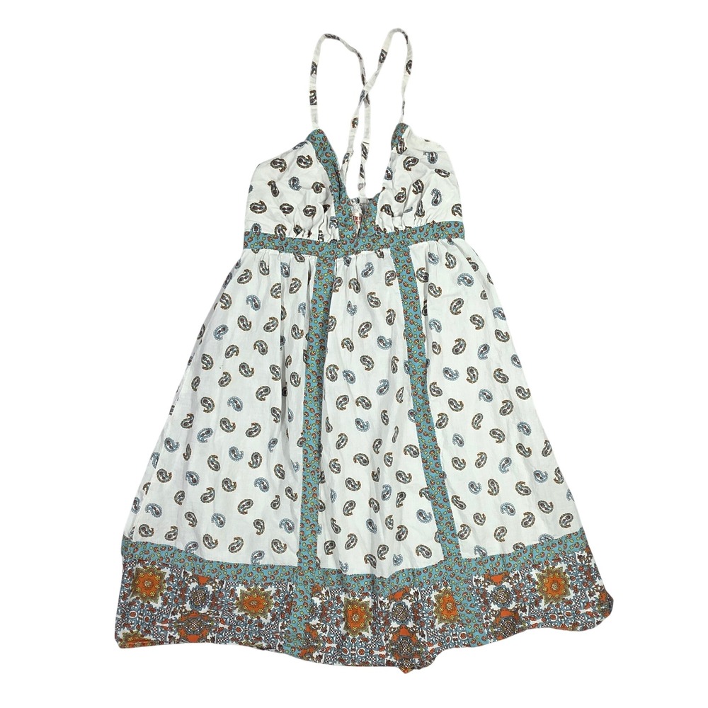 Mossimo Supply Co Womens Small Paisley Floral Cotton Mini Sundress White Blue S